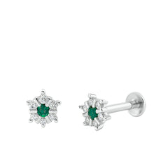 925 Sterling Silver Emerald Green CZ Cluster Stud Earrings for Women