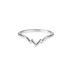 Minimal V-Shaped Silver Stacking Ring