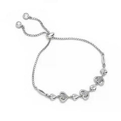 Sterling Silver Double Heart CZ Adjustable Bracelet