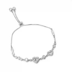Sterling Silver Heart CZ Adjustable Bracelet