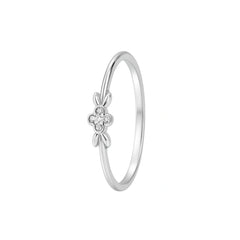 Floral Diamond Accent Silver Ring for Women