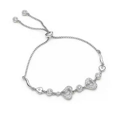 Elegant Silver Heart Adjustable Bracelet for Women