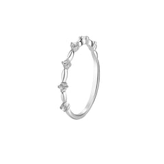 Floral Crown Silver Ring with Sparkling Stones – Graceful Women’s Ring