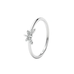 Classic Floral Diamond Silver Ring for Women