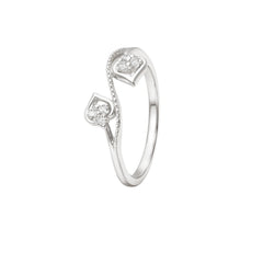 Open Heart Diamond Silver Ring for Women