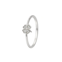 Lucky Clover Diamond Silver Ring for Women