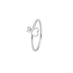 Open Heart Diamond Silver Ring for Everyday Wear