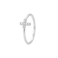 Cross Style Diamond Silver Ring – Minimal Luxury