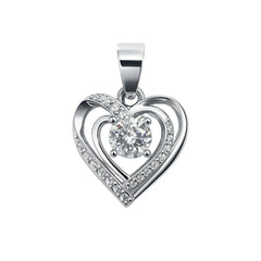 925 Sterling Silver Double Heart Pendant with Cubic Zircon