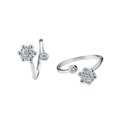 Floral Spark Diamond Adjustable Silver Toe Rings