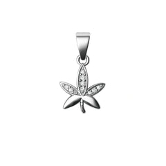 925 Sterling Silver Leaf Flower Pendant with Cubic Zircon Stones