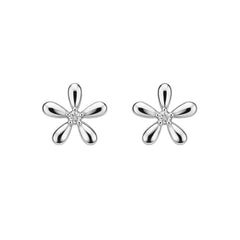 Elegant Floral 925 Sterling Silver Stud Earrings with CZ