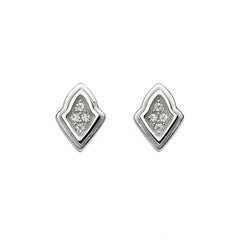 925 Sterling Silver Diamond Shape CZ Stud Earrings