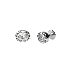 925 Sterling Silver Oval CZ Stud Earrings