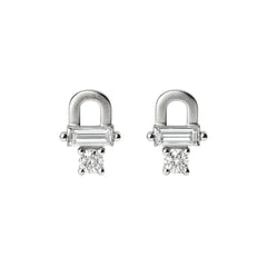 925 Sterling Silver Padlock CZ Stud Earrings for Women