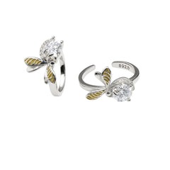 Women’s Adjustable Leaf Toe Ring with CZ Solitaire in 925 Sterling Silver