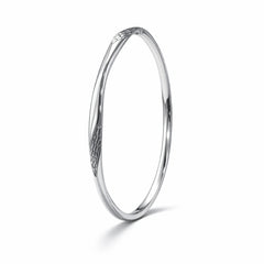 925 Sterling Silver Slim Engraved Bangle for Women