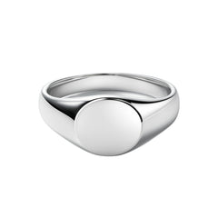 Men’s 925 Sterling Silver Round Signet Ring – Classic Minimal Design