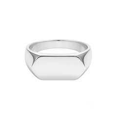 Men’s 925 Sterling Silver Wide Signet Ring – Plain Polished Design