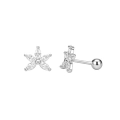 925 Sterling Silver Floral CZ Stud Earrings