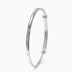 Women’s Slim Engraved Silver Kada | Minimalist Adjustable Bangle