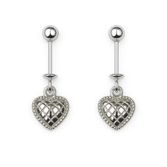 925 Silver Heart Dangle Bugadi for Women
