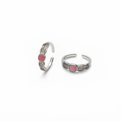 925 Silver Pink Oval Stone Adjustable Toe Ring for Women