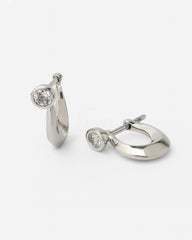Sterling Silver Men’s CZ Studded Hoop Bali