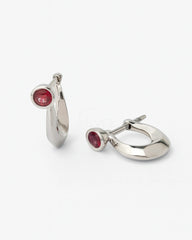 Sterling Silver Men’s Red Stone Hoop Bali