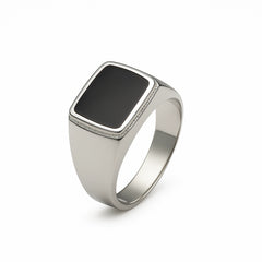 925 Silver Men’s Black Square Onyx Signet Ring