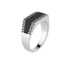 Sterling Silver Greek Key Black Onyx Men’s Ring