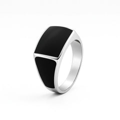 Black Onyx Rectangle Men’s Signet Ring – 925 Silver