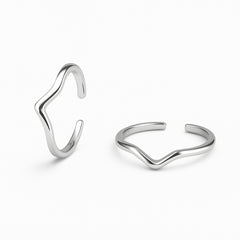 925 Sterling Silver V-Shape Toe Ring | Minimal Adjustable Rhodium-Plated Toe Band