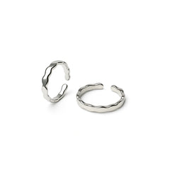 925 Sterling Silver Wavy Toe Ring | Minimal Adjustable Rhodium-Plated Wave Design