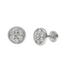 925 Sterling Silver Round Cluster Stud Earrings for Women