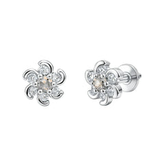 925 Sterling Silver Floral Stud Earrings for Women