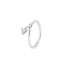 Open End Diamond Silver Ring – Modern Style