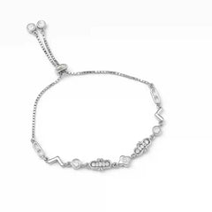 Sterling Silver CZ Charm Adjustable Bracelet