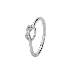 Interlocking Loop Silver Ring with Diamond Accents – Contemporary Style