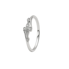 Floral Diamond Accent Silver Ring