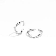 925 Sterling Silver Rhodium Plated Minimal Wave Toe Rings for Women