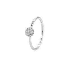 Minimal Diamond Disc Silver Ring for Women