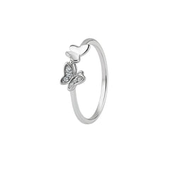 Butterfly Diamond Silver Ring – Elegant Design