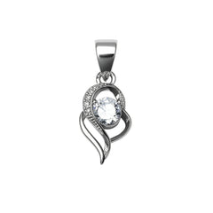 925 Sterling Silver Swirl Pendant with Round Cubic Zircon