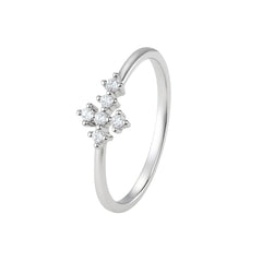 Floral Cluster Diamond Silver Ring – Elegant Style