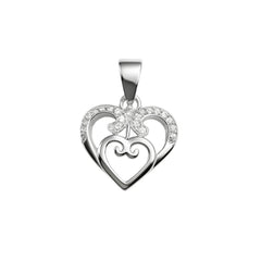 925 Sterling Silver Double Heart Swirl Pendant with Cubic Zircon