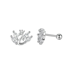925 Sterling Silver Swan Stud Earrings with Cubic Zirconia