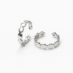 925 Sterling Silver Rhodium Plated Floral Adjustable Toe Rings