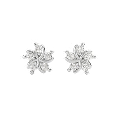 925 Sterling Silver Floral Spiral CZ Stud Earrings