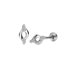 925 Sterling Silver CZ Swirl Stud Earrings for Women